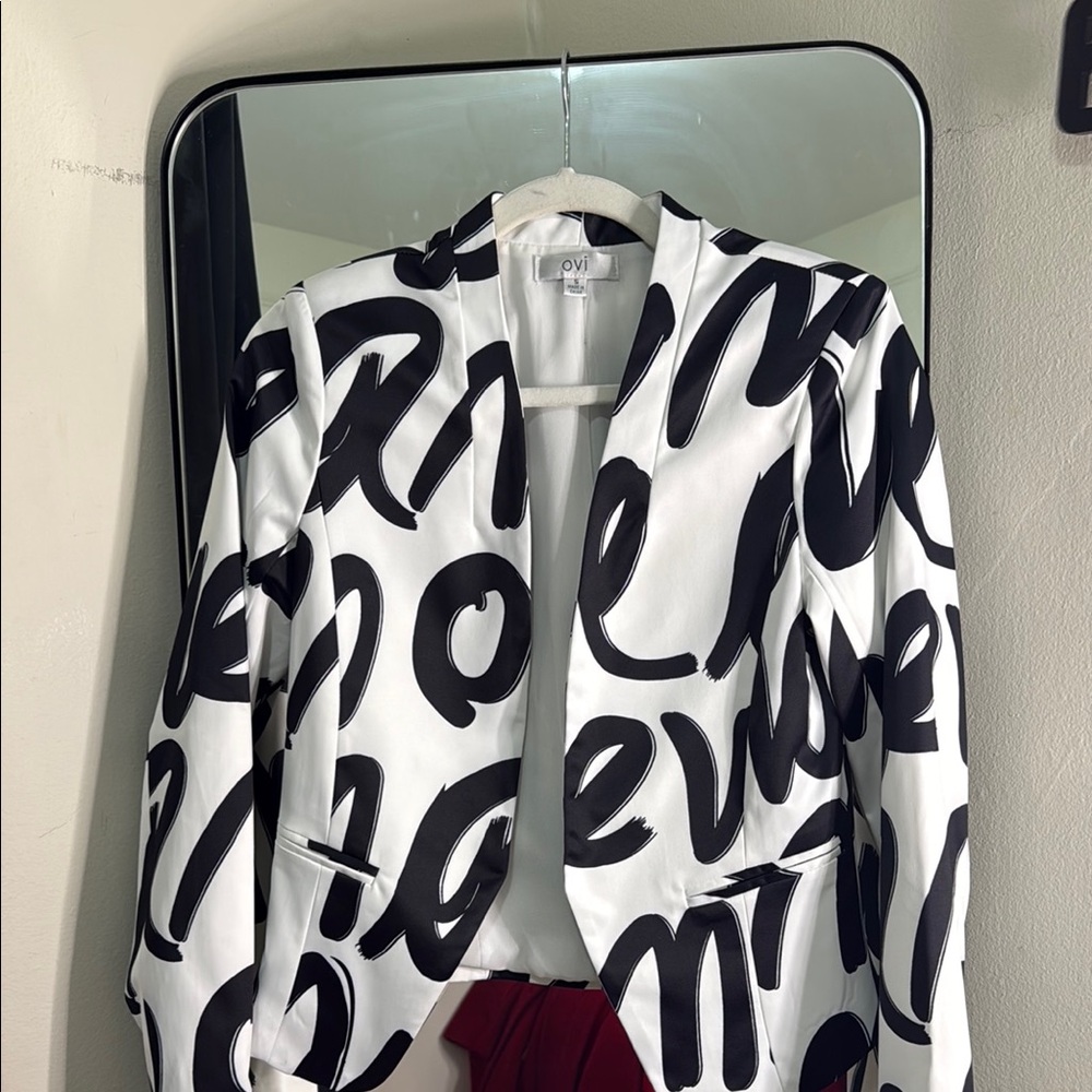 Ovi Black and White Blazer Artistic Statement Piece